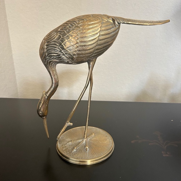Vintage Brass-Heron Crane. (Unpolished)